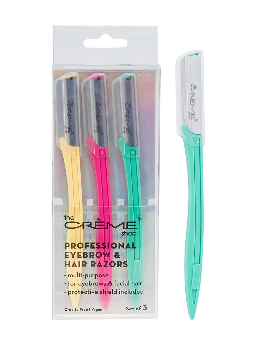 💜 The Creme Shop Korean Skincare, Professional Eyebrow & Hair Razors, Set of 3